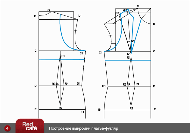 Пошаговое построение выкройки платья-футляра Пошаговое построение выкройки платья-футляра