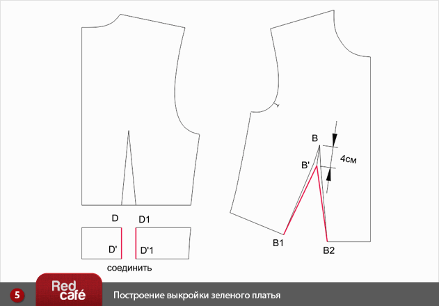 RedCafe | Построение выкройки зеленого платья RedCafe | Построение выкройки зеленого платья