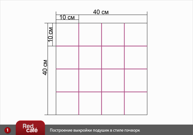 RedCafe | Построение выкройки подушек в стиле пэчворк RedCafe | Построение выкройки подушек в стиле пэчворк