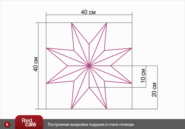 RedCafe | Построение выкройки подушек в стиле пэчворк RedCafe | Построение выкройки подушек в стиле пэчворк