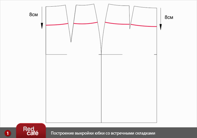 RedCafe | Построение выкройки юбки со встречными складками RedCafe | Построение выкройки юбки со встречными складками