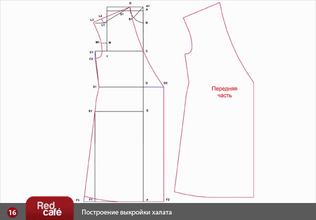 Построение выкройки халата запахом Построение выкройки халата запахом